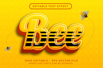 Editable text effect - 3d honey bee style concept	