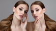 © Alena - Two fashion woman twins. Touch of hand to face
