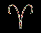 Fototapeta Londyn - Aries Zodiac Astrology Beads Icon Logo Handmade Embroidery illustration