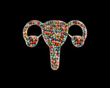 Fototapeta Londyn - hysterectomy Uterus Fibroid Beads Icon Logo Handmade Embroidery illustration