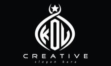 KOV Three Letters Monogram Curved Oval Initial Logo Design, Geometric Minimalist Modern Creative Logo, Vector Template