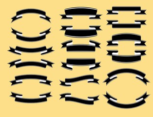 various silhouette banner and ribbon by vector design
