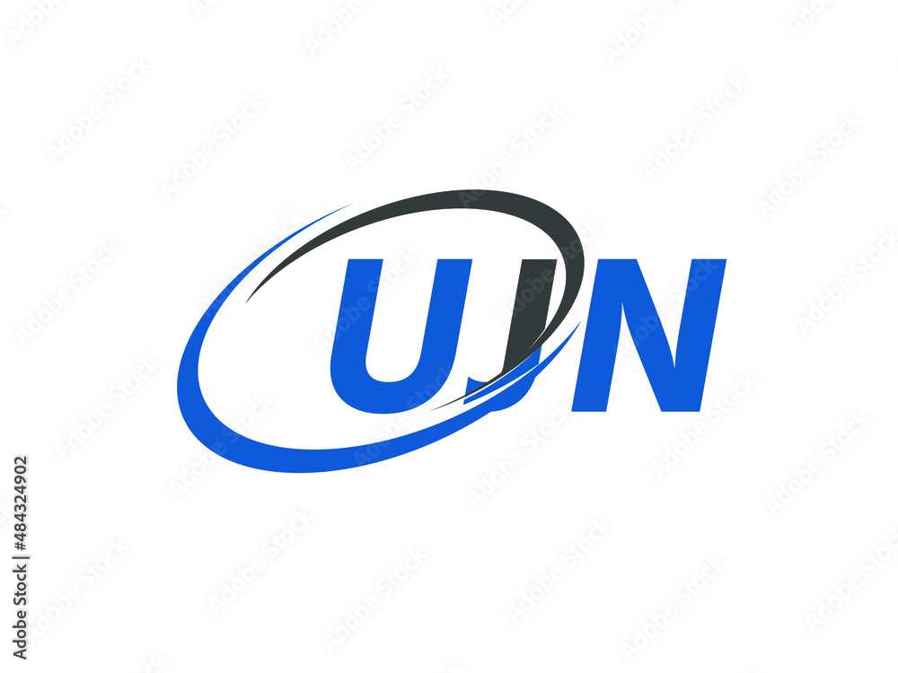 UJN letter creative modern elegant swoosh logo design Stock Vector ...