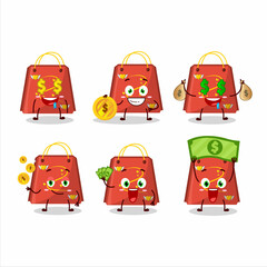 Sticker - Red love bag cartoon character with cute emoticon bring money