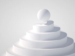 Wall Mural - Abstract white installation with a ball on top of helix podium