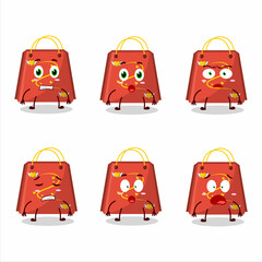 Sticker - Character cartoon of red love bag with scared expression