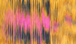 Color glitch noise. Digital artifacts. Transmission error. Orange pink black display defect fuzzy pattern bright abstract banner.