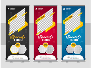 Wall Mural - Modern Restaurant food menu roll up banner design template layout.