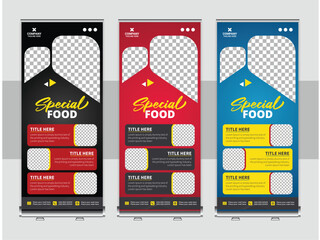 Wall Mural - Print ready Food roll up business banner design template