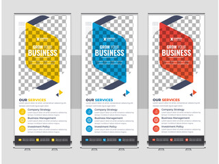 Wall Mural - Blue creative roll up banner template design