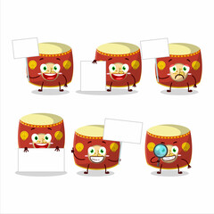 Wall Mural - Red chinese drum cartoon character bring information board