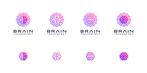 Wall Mural - Brain Connection Connect Technology Digital Science Human Innovation Smart Mind Vector Logo Design