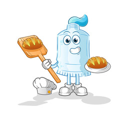 Canvas Print - toothpaste baker with bread. cartoon mascot vector