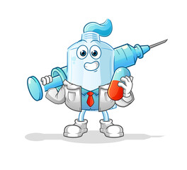 Sticker - toothpaste doctor holding medichine and injection