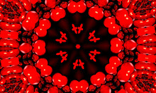 Vivid Blood Red Fractal Kaleidoscope, Digital Artwork For Creative Graphic Design