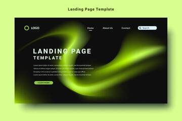 modern landing page template design, abstract gradation fluid pattern style, black color background vector