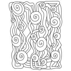 Wall Mural - Abstract coloring book page, meditative spirals and stripes for creativity