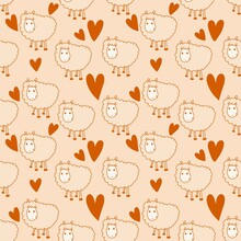 Kids Seamless Cute Sheeps Pattern For Wallpaper And Fabrics And Textiles And Packaging And Gifts And Cards And Linens