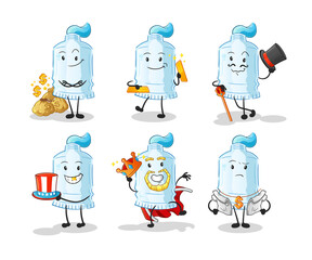 Sticker - toothpaste rich character. cartoon mascot vector