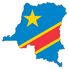 Wall Mural - Congo Democratic Republic map with flag, outline of a state with a national flag
