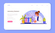 Laboratory assistant web banner or landing page. Pharmaceutical research