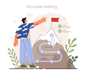 Poster - Soft skills concept. Business people or employee with accurate tasking skill.