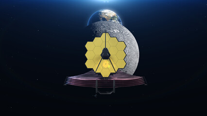 Wall Mural - James Webb telescope on orbit of Earth. Space observatory  Elements of this image furnished by NASA