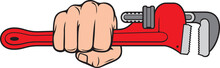 Hand Holding Plumber Pipe Wrench. Vector Illustration.