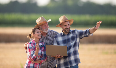 Sticker - Farmers talking in field in summer time during harvest