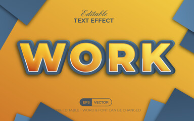 Poster - work text effect yellow style. editable text effect.