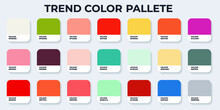 Color Pantone. Trend Colour Guide Palette Catalog Samples In RGB HEX. Neomorphism Vector. Color Palette For Fashion Designers, Business, And Paints Colors Company