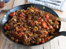 Stir fry ground beef with cabbage and vegetables