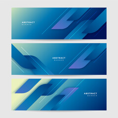 Poster - Set of modern gradient shape green blue abstract banner design background