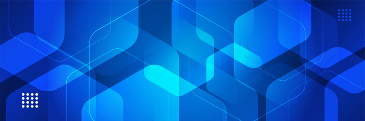 Set of overlap memphis geometric blue abstract banner design background