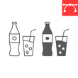 Cola bottle line and glyph icon, soda and beverage, lemonade vector icon, vector graphics, editable stroke outline sign, eps 10.
