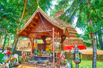 Canvas Print - The altar at the Ku Ma stupa, Ku Chang-Ku Ma, Lamphun, Thailand