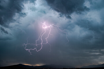 Wall Mural - Lightning bolt in sky during storm