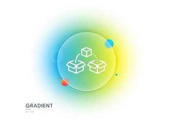 Aufkleber - Parcel shipping line icon. Gradient blur button with glassmorphism. Delivery box sign. Cargo package symbol. Transparent glass design. Parcel shipping line icon. Vector