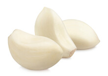 Purified Garlic Cloves, Isolated On White Background
