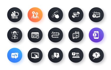 Wall Mural - UX icons. AB testing, Journey path map and Question mark. Quiz test classic icon set. Circle web buttons. Vector