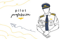Pilot, Aviator Profession, Man In Uniform. Vector Background, Banner, Poster. One Continuous Line Art Drawing Illustration Of Pilot