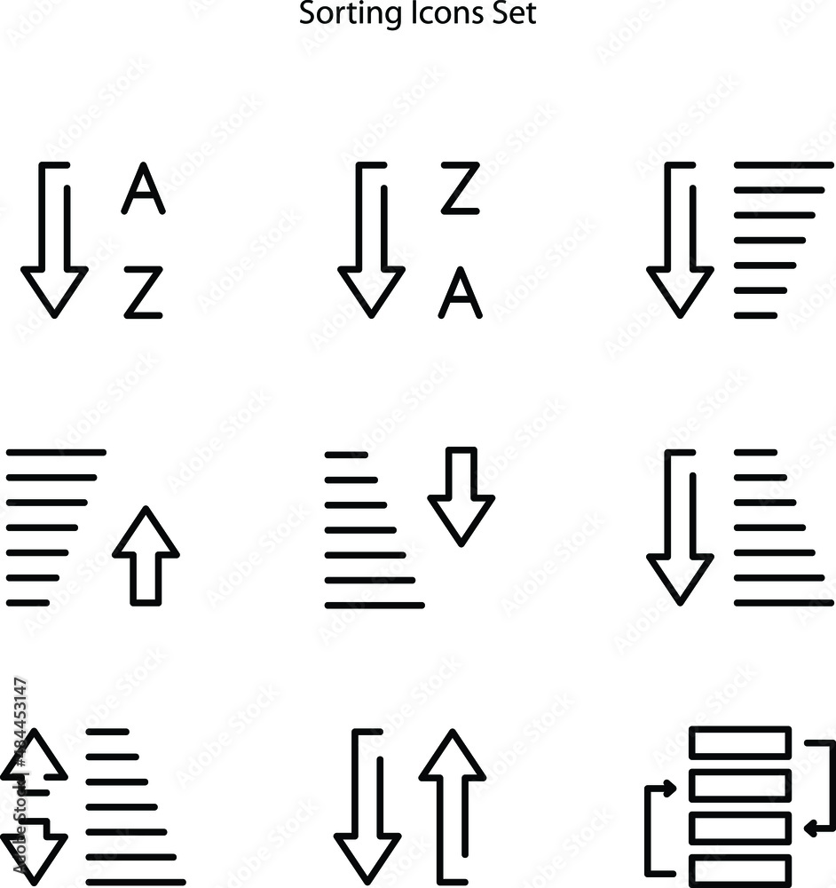 sort icons set isolated on white background. sort icon trendy and modern sort symbol for logo, web, app, UI. sort icon simple sign.