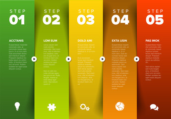 Poster - five vertical stripe steps progress page template