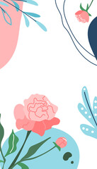 Poster - Flower story template vector background. Spring floral pattern with