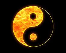 Yinyang Taoism, Yin Yang Fires Flames Icon Logo Symbol Illustration