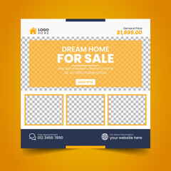 Wall Mural - Real Estate House property Social Media Post Squire Banner Flyer Vector Template Design