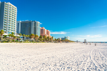 Clearwater beach with beautiful white sand in Florida USA