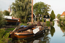 Small Shipyard In The Famous Small Cheese Town Of Edam In Holland.