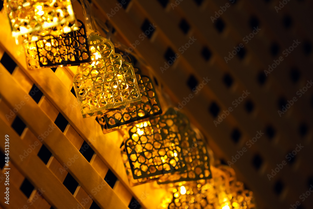Beautiful garland for Muslim holiday, closeup