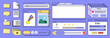© ZinetroN - Windows of the desktop folder, sheet, picture, sound, player, enter. PC desktop in retro style with message windows and pop-up elements. Vintage computer panels and dialogues. Vector illustration
